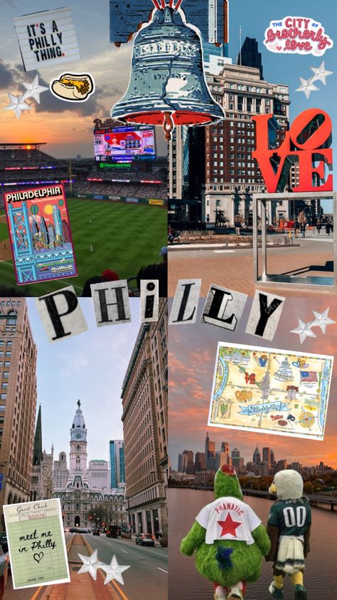 philadelphia collage #philly #philadelphia #collage #wallpaper #aesthetic #upenn #universityofpennsylvania #pennsylvania #phillies #eagles Collage Wallpaper Aesthetic, Philadelphia Eagles Wallpaper, Camp America, College Wallpaper, Philadelphia Usa, Visit Philly, Philly Eagles, Usa Cities, Collage Wallpaper