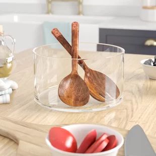 Salad Bowls You'll Love in 2020 | Wayfair Large Bowls, Cake Stand Set, Beautiful Salad, Serving Bowl Set, Salad Bowls Set, Wooden Utensils, Serving Utensils, Salad Bowl, Serving Set