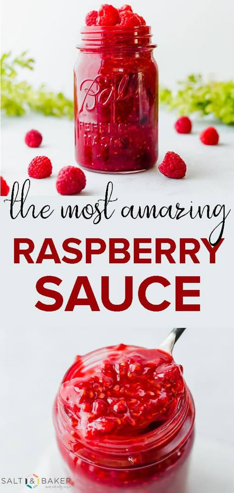 With fresh raspberries and just a few minutes of your time you can have a flavorful and easy raspberry sauce that’s perfect for special occasions, holidays, or even everyday use. Cake Decoration Fruit, Greek Yogurt Whipped Cream, Pancakes Crepes, Raspberry Sauce Recipe, Brownies Cheesecake, Whipped Yogurt, Fruit Health, Raspberry Desserts, Fruit Sauce