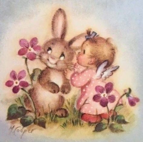 Marjorie Cooper Illustration, Vintage Fairytale Art, Bunny Illustrations, Baby Illustration, Fairytale Art, A Bunny, Old Cartoons, Pretty Prints, Vintage Greeting Cards