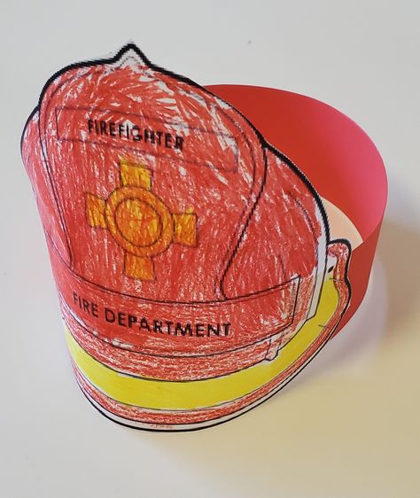 Firefighter Hats For Preschool, Firefighter Hat Craft Preschool, Diy Firefighter Hat, Fire Hat Craft Preschool, Fire Hat Craft, Fireman Hat Craft, Firefighter Art Preschool, Firefighter Hat Template, Fire Fighter Craft