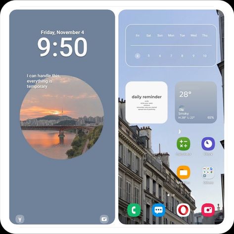 Wallpaper Aes, Samsung Homescreen Layout Ideas, Android Organization, Samsung Wallpaper Android, Android Homescreen, Samsung Home, Widget Design, Phone Inspo, Blue Aesthetic Pastel