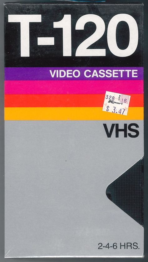 T-120 VHS Tape Video Tape Aesthetic, Analog Graphic Design, 1980s Graphic Design, Vhs Tape Wallpaper, 90s Design Graphic, Vhs Logo, 80s Graphic Design, 90s Vhs Aesthetic, Vhs Aesthetic