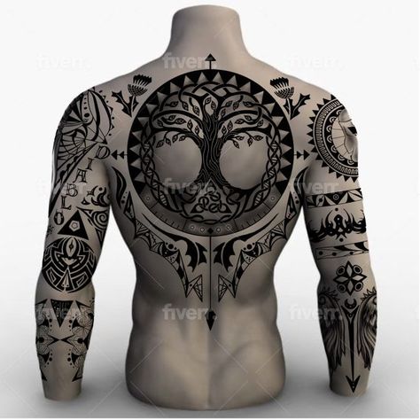 Men Flower Tattoo Arm, Viking Tattoos For Men, Ephemeral Tattoo, Viking Tattoo Sleeve, Themed Tattoos, Tattoo Process, Torso Tattoos, Realistic Tattoo Sleeve, Back Piece Tattoo