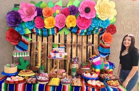 Mexican Dessert Table, Mexican Fiesta Birthday Party, Mexican Theme Party Decorations, Mexican Birthday Parties, Mexican Party Decorations, Mexican Fiesta Party, Fiesta Birthday Party, Mexican Birthday, Fiesta Party Decorations