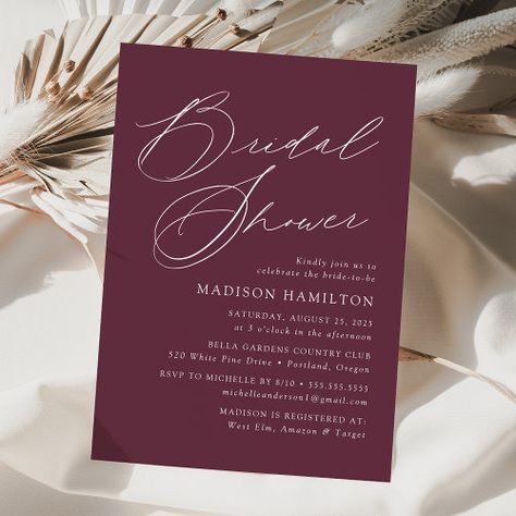 Modern Elegant Script Purple Bridal Shower for $2.92 - Bridal Shower Invitations Bridal Shower Display, Bridal Shower Invitations Free, Purple Bridal Shower, Simple Bridal Shower, Modern Bridal Shower, Elegant Bridal Shower, Couples Shower Invitations, Foil Wedding Invitations, Wedding Shower Invitations