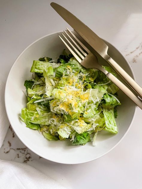 Lemon Parmesan Salad, Spicy Garlic Noodles, Parmesan Salad, Crispy Shallots, Romaine Salad, Garlic Noodles, Fun Salads, Juicy Steak, Yummy Comfort Food