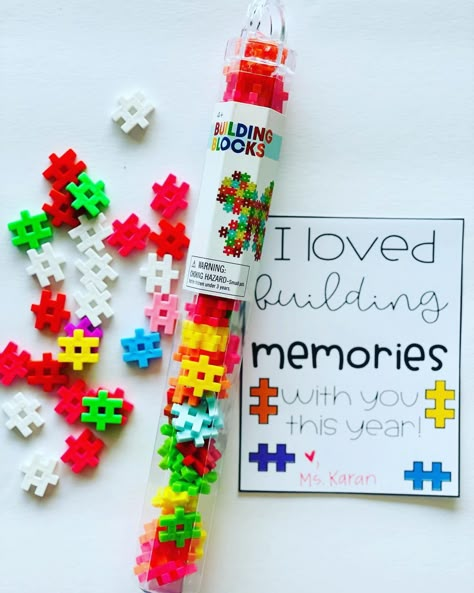 PencilsinPreK (@pencilsinprek) posted on Instagram: “Friday Freebie! I keep seeing the building blocks at Target and my kids love them! So I created a tag you could attach to them for and end…” • May 6, 2022 at 2:18pm UTC Student Teaching Goodbye Gifts Kids, Student Gifts End Of Year, Student Teaching Gifts, Presents For Students, Student Birthday Gifts, Students Gifts, Student Teacher Gifts, Teacher And Student, Kindergarten Gifts