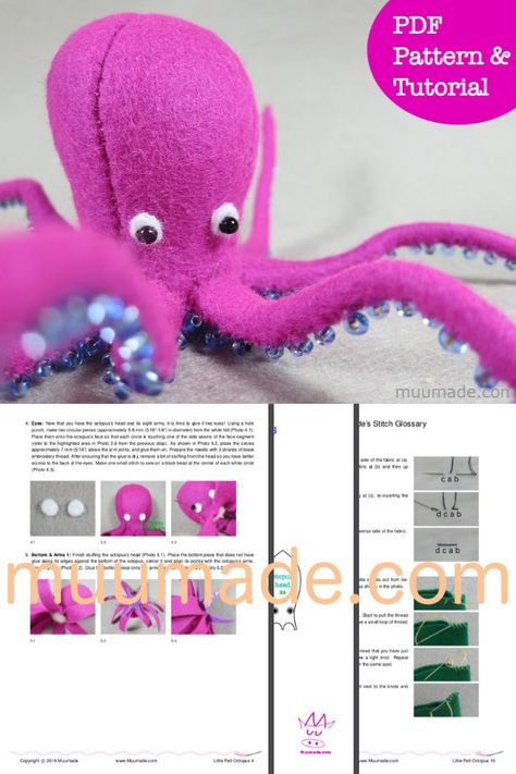 Octopus Sewing Pattern, Octopus Sewing, Felt Octopus, Quick Sewing Gifts, Felt Animal Pattern, Octopus Stuffed Animal, Octopus Decor, Felt Fish, Baby Clothes Patterns Sewing