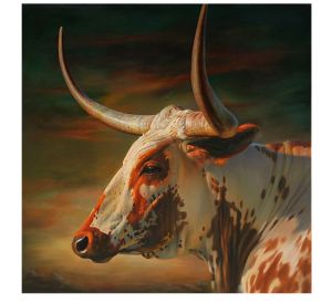 Teresa Elliott.This primarily self-taught artist lives and paints in Alpine,Texas, north of the Big Bend National Park. Nguni Cows, Nguni Cattle, Long Horns, Longhorn Bull, Longhorn Cattle, Amazing Paintings, Cow Painting, Cowboy Art, Cow Art