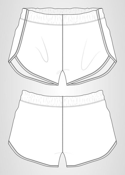 Short Desenho, Shorts Technical Drawing, Shorts Flat Sketch, Short Template, Shorts Illustration, Shorts Template, Clothes Template, Shorts Sketch, Short Sketch