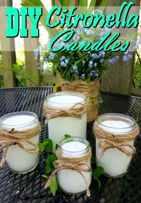 Homemade Citronella Candles - Say farewell to mosquitoes! These DIY Citronella candles are a fantastic natural mosquito repellent, make a great gift and work fantastic! Easy Homemade Candles, Diy Mosquito Repellent Candle, Homemade Citronella Candles, Diy Citronella Candles, Homemade Candle Recipes, Diy Citronella, Mosquito Repellent Candle, Diy Mosquito Repellent, Natural Mosquito Repellent