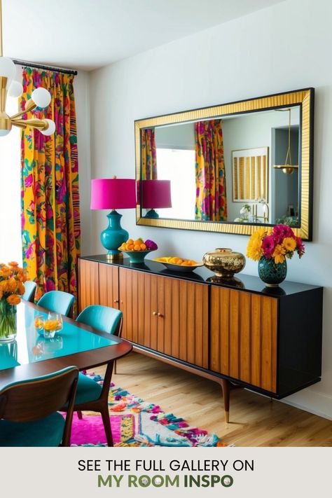 Explore these 31 bold maximalist dining room ideas that blend vibrant colors and eye-catching styles. Perfect inspiration for creating a lively dining space! Maximalist Dining Room, Quirky Table, Statement Furniture Pieces, Maximalist Design, Statement Furniture, Dining Room Ideas, Colorful Wall Art, Furniture Pieces, Dining Rooms