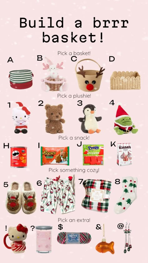 Build a brrr basket! #brrbasket #basket #burrbasket #builda #cute #hellokittyv#christmas Summer Basket, Making A Gift Basket, A Gift Basket, Mom Ideas, Christmas Mom, Gift Basket, Holidays And Events, Fun Stuff, Gift Giving