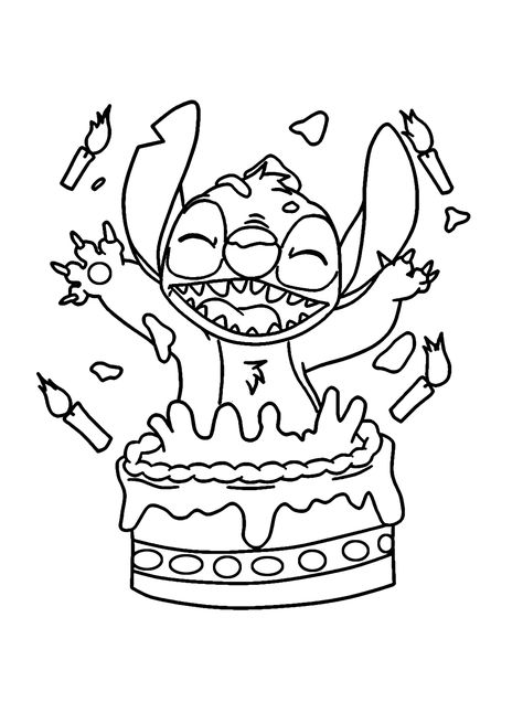 Stitch Coloring Pages Free Printable, Stitch Coloring, Happy Birthday Drawings, Stitch Coloring Pages, Happy Birthday Coloring Pages, Stitch Birthday, Valentines Day Coloring Page, Birthday Coloring Pages, Colouring Sheets