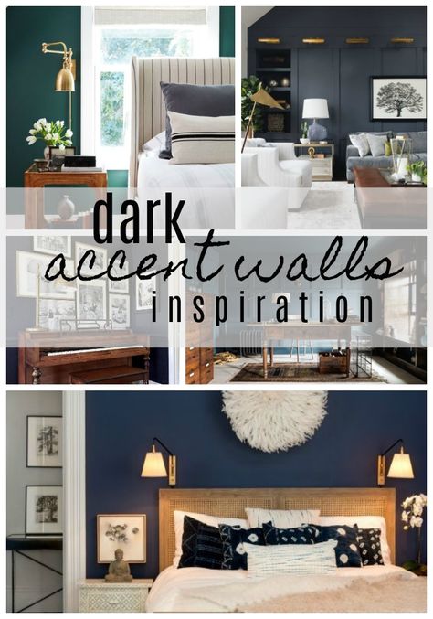 Dark Accent Walls Dark Gray Bedroom Accent Wall, Dark Grey Accent Wall Living Room, Dark Green Accent Wall Living Room, Dark Accent Wall Living Room, Blue Accent Wall Living Room, Accent Wall Inspiration, Gray Accent Wall Bedroom, Accent Wall Bedroom Paint, Accent Wall Paint Colors