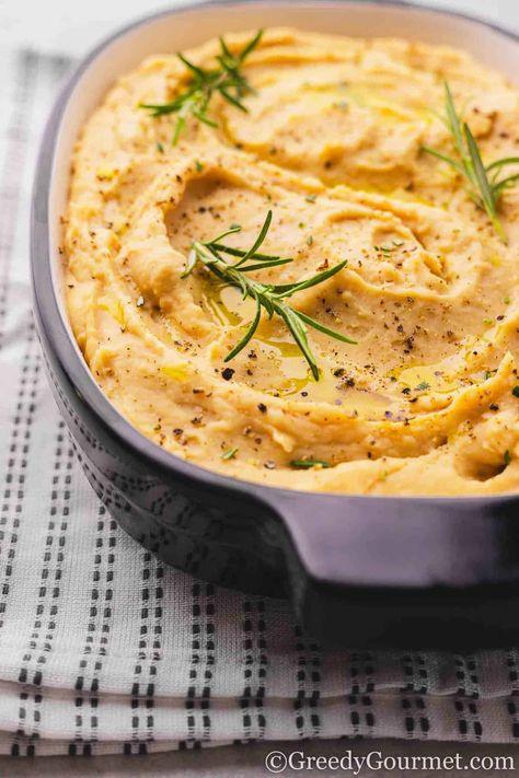 Butter Bean Mash | Greedy Gourmet Butter Bean Mash, Chickpea Mash, Bean Mash, Butter Bean Soup, Butter Beans Recipe, Beans Vegetable, Spiced Cauliflower, Mash Recipe, Creamy Recipes