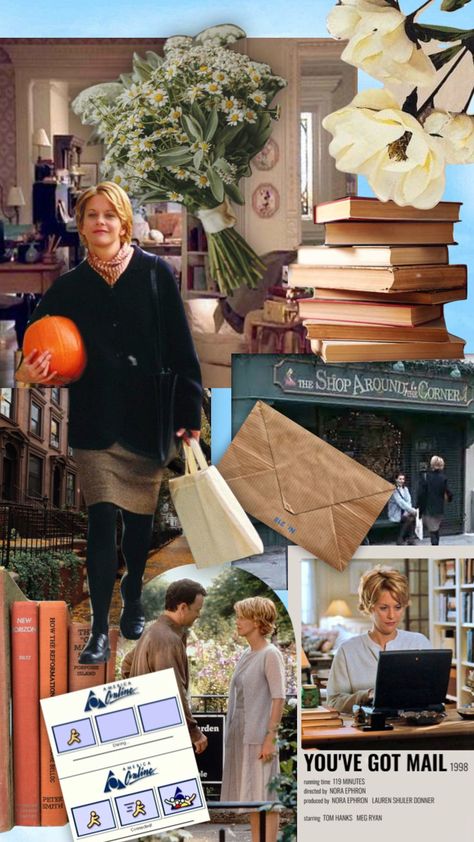 You've Got Mail Aesthetic, 90s Romcom, Mail Aesthetic, Coffee Fall, Nora Ephron, Fall Mood Board, Autumn In New York, You've Got Mail, About Time Movie