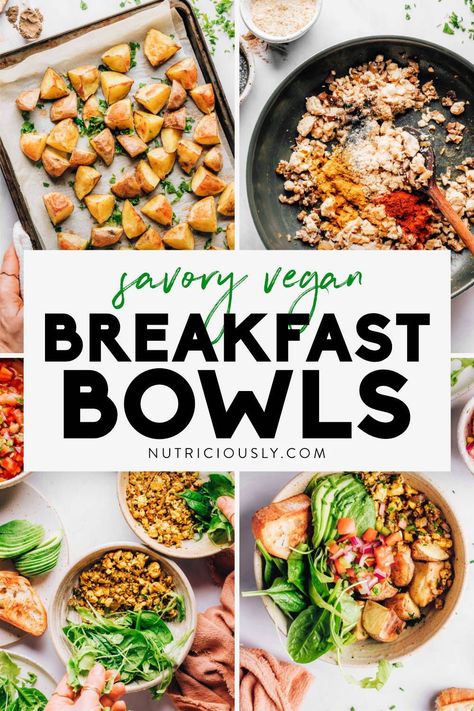 Do you prefer a savory start to the day? These flavorful vegan breakfast bowls feature healthy ingredients, are endlessly customizable, and are oh-so-satisfying. Breakfast Bowls Vegan, Vegan Quinoa Breakfast Bowl, Plant Based Breakfast Bowls, Vegan Breakfast Bowl Savory, Vegan Breakfast Bowls, Plant Based Savory Breakfast, Vegan Breakfast Bowl, Healthy Plant Based Breakfast, Savory Vegan Breakfast