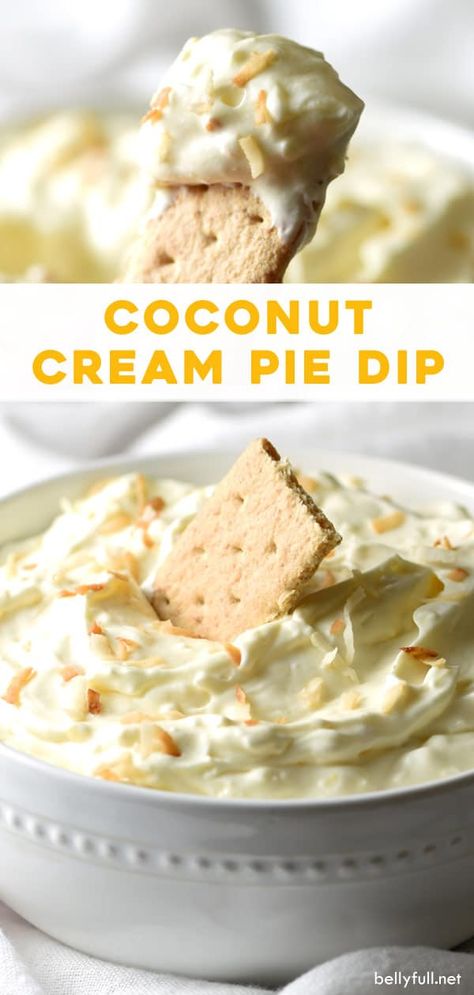 Coconut Cream Pie Dip, Dessert Dip Recipes, Pie Dip, Dessert Dip, Coconut Dessert, High Protein Desserts, Coconut Desserts, Sweet Dips, Dessert Aux Fruits