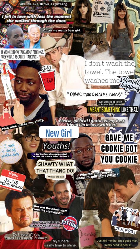 #newgirl New Girl Wallpaper, New Girl Memes, Nick And Jess, New Girl Quotes, Nick Miller, Film Posters Vintage, Bear Girl, Girl Memes, Lights Camera Action