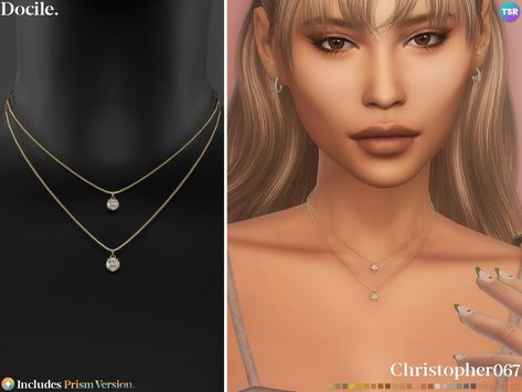 The Sims Resource - Docile Necklace Sims 4 Piercings, Mod Earrings, Diamond Charm Necklace, Gold Necklace Wedding, Play Sims 4, Sims 4 Studio, The Sims 4 Download, Sims4 Clothes, Sims 4 Collections