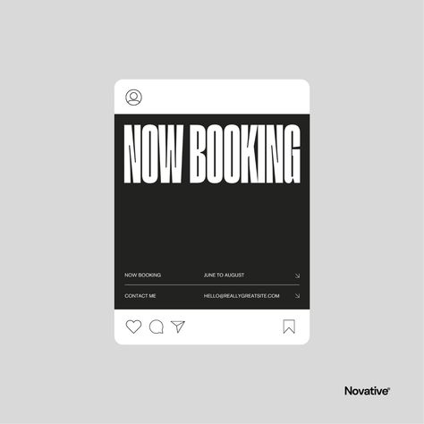 Booking Availability Announcement Social Media by Novative Social Media Announcement Design, Instagram Announcement Posts, Minimalist Social Media Post, Announcement Social Media Post, Announcement Design, Graphic Design Studios, Canva Design, Design Lab, Media Post