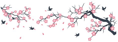 Cherry Blossom Tree Silhouette, Cherry Blossom Tree Bedroom, Cherry Blossom Tree Room Decor, Ghibli Room, Cherry Blossom Tree Wall Mural, Cherry Blossom Wall Stickers, Inspirational Decals, Japanese Cherry Tree, Girly Design