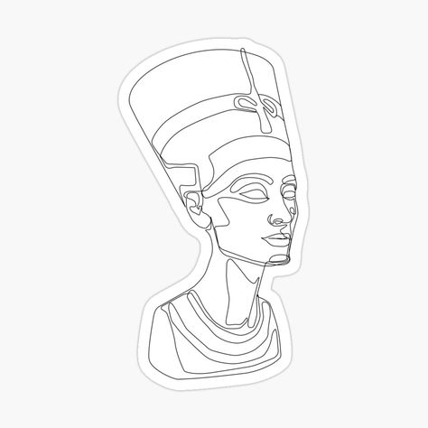 Bust Of Nefertiti, Nefertiti Tattoo, Upper Arm Tattoo, Like Tattoos, Drawing Sticker, Queen Nefertiti, A Tattoo, Arm Tattoo, Line Drawing