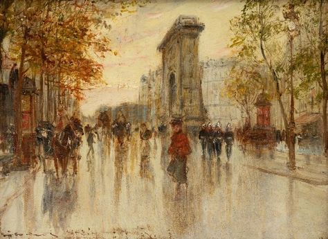 Georges Stein | View of the Grands Boulevards - Porte Saint Mar-tin | MutualArt Paintings Victorian, Boulevard Des Capucines, Parisian Street, Framed Postcards, Cityscape Painting, Vintage Artwork, Street Scenes, Canvas Pictures, Victorian Era