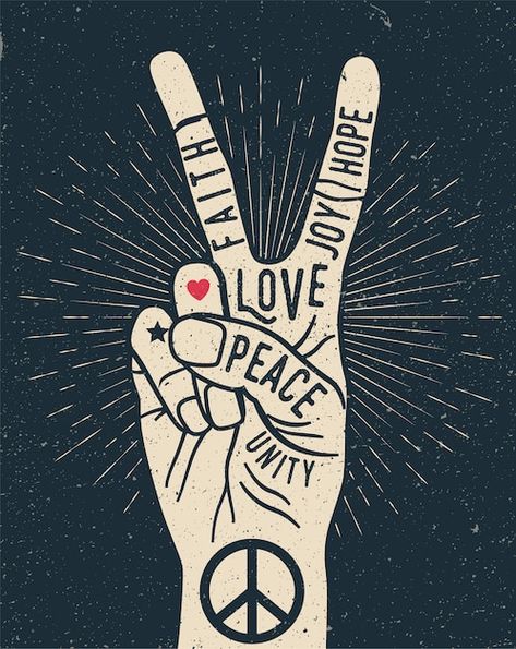 Peace hand gesture sign with words on it... | Premium Vector #Freepik #vector #victory-hand #peace-hand #hands-finger #love-hand 70s Tie Dye, American Flag Kids, Peace Hand, Retro Painting, Tie Dye Hippie, Peace Illustration, Hand Gesture, Hippie Shirt, Love T