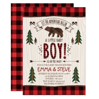 Lumberjack Baby Shower Invitation Lumberjack Party - baby gifts child new born gift idea diy cyo special unique design Lumberjack Baby Shower Theme, Flannel Boy, Lumberjack Baby Shower Invitations, Plaid Baby Shower, Lumberjack Baby Shower, Lumberjack Baby, Lumberjack Party, Rustic Baby Shower Invitations, Boy Shower Invitations