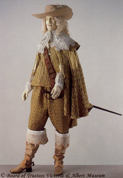 The colours of the clothes were strong and dark. Long and curly hair was very stylish during the baroque era, but since everybody couldn't grow such thick lion like hair people wore whigs. Whigs became smaller as time went by and went completely out of fashion in the beginning of the 17th century. Formal Dress For Men, 17th Century Clothing, 17th Century Fashion, Period Clothing, Century Clothing, Old Fashion, Historical Costume, Victoria And Albert, Historical Clothing