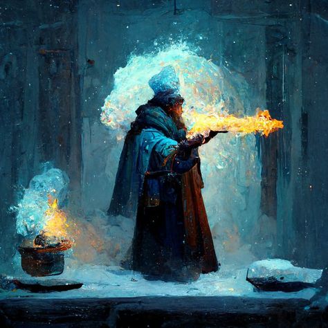 Medieval Wizard, Ice Wizard, Ice Magic, Fire And Ice, Wizard, Darth Vader, Fictional Characters, Art