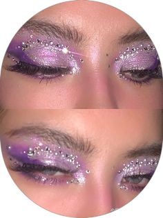 Maquillage Yeux Cut Crease, Concert Makeup, Rhinestone Makeup, Euphoria Makeup, Rave Makeup, Smink Inspiration, Swag Makeup, Purple Makeup, Ethereal Makeup