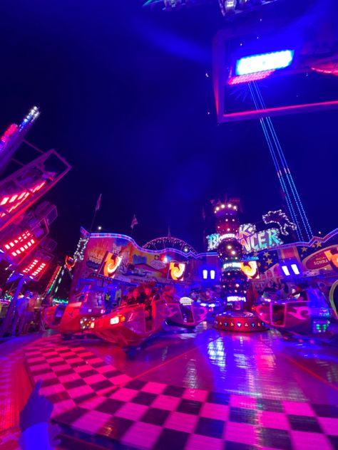 Colorful Night Aesthetic, Purple Carnival Aesthetic, Pink Nightlife Aesthetic, Blue Carnival Aesthetic, Bright Neon Aesthetic, Purple Arcade Aesthetic, Neon 90s Aesthetic, Neon Carnival Aesthetic, Hot Pink And Blue Aesthetic