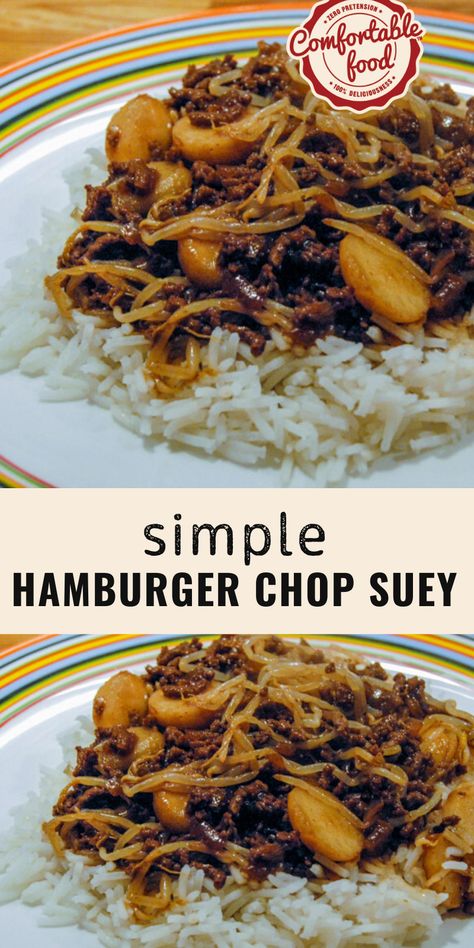 Hamburger Chop Suey, Hamburger Chop Suey Recipe, Beef Chop Suey Recipe, Chop Suey Recipe Chinese, Chop Suey Recipe, Recipe With Ground Beef, Best Guacamole Recipe, Easy Hamburger, Hearty Dinner Recipes