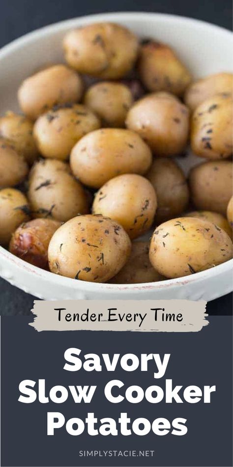 Red Potatoes In Crockpot, Crockpot Side Dishes, Potatoe Recipes, Small Potatoes, Slow Cooker Potatoes, Simply Stacie, Paleo Slow Cooker, Crock Pot Potatoes, Crockpot Ideas