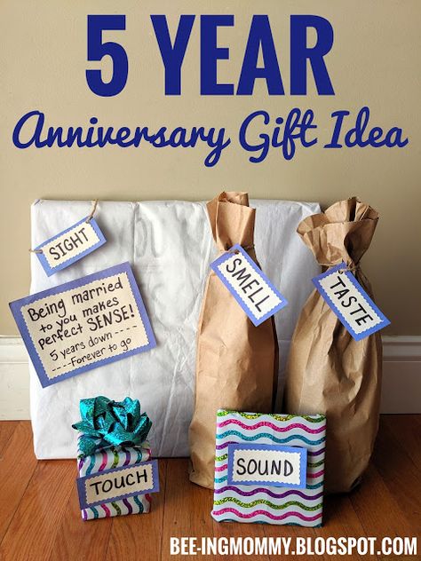 5 year Wedding Anniversary Gift Idea - 5 Senses Gift (Smell, Taste, Touch, Sound, Sight) 5th Wedding Anniversary Gifts For Him, 5 Senses Gift For Boyfriend, 5th Anniversary Gift Ideas, Year Anniversary Gift Ideas, Five Year Anniversary Gift, 5 Senses Gift, 5 Year Wedding Anniversary, Anniversary Gift Baskets, Second Year Anniversary Gift