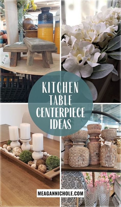 Are you having trouble coming up with the perfect kitchen table centerpiece? Check out this tutorial to learn how to decorate your kitchen table! THis post will show you some of the most simple everyday kitchen table centerpiece ideas. Here, you will find some great ways to create an everyday tablescape that is perfect for your home! You will find all of the everyday kitchen centerpiece ideas you need by visiting MeaganNichole.com Every Day Table Centerpieces For Home, Kitchen Table Centerpiece Everyday, Tray Centerpiece Ideas, Farmhouse Kitchen Table Centerpiece, Breakfast Table Centerpiece, Kitchen Table Centerpiece Ideas, Grey Kitchen Table, Small Table Centerpiece, Everyday Centerpiece