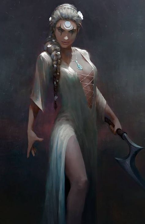 Priestess High Fantasy, Fantasy Warrior, Fantasy Rpg, Fantasy Inspiration, Character Creation, Dnd Characters, Fantasy Artwork, Character Portraits, Fantasy Character Design