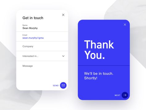 Clean contact form designed for an upcoming web project.  The idea was to merge the design of common email clients and web contact forms wrapped in a floating CTA button.  _______  Amazing paint te... Form Design Web, Contact Us Page Design, Ui Forms, App Form, Login Screen, Simple Web Design, Form Example, Card Ui, Gfx Design