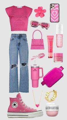 Sooo slayyy i am here for this 😁👑🌹💖 Barbie Outfits Summer, Cute All Pink Outfits, Pink Outfits For Barbie Movie, Barbie Movie Theater Outfit, Outfits To Watch Barbie, Preppy Barbie Outfit, Barbie Fit Ideas, Non Pink Barbie Outfit, Barbie Movie 2023 Outfits