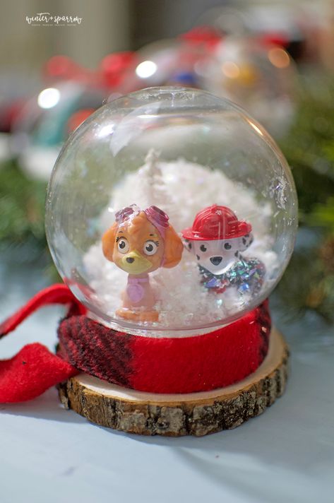 Dollar Store Crafts: Paw Patrol Holiday Ornaments [Totally Cute and Cheap] | winterandsparrow.com #dollarstorecrafts #dollartreecrafts #pawpatrolchristmas #pawpatrolcrafts Paw Patrol Christmas Ornaments, Christmas Ornament Sewing, Paw Patrol Party Food, Paw Patrol Ornaments, Diy Paw Patrol, Gift Shop Business, Xmas Bulbs, Unicorn Party Food, Paw Patrol Theme