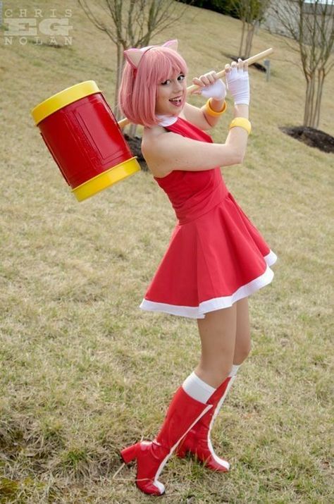 Sonic The Hedgehog Costume, Sonic Costume, Rose Cosplay, Rosé Halloween, Rose Costume, Sonic Party, Amy The Hedgehog, Epic Cosplay, Amy Rose