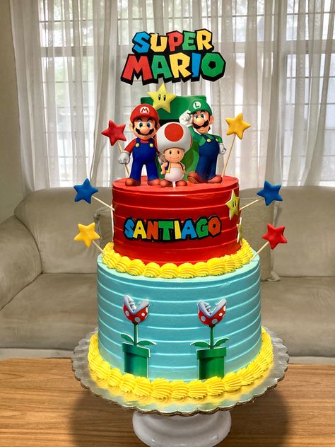 Super Mario Bros Movie Birthday Cake, Super Mario 1st Birthday Cake, Mario Bro Cakes, Super Mario Bros Desserts, Super Mario Cake Birthday Easy, Mario Cakes For Boys, Super Mario Bday Cake, Super Mario Party Cake, Super Mario 4th Birthday Party