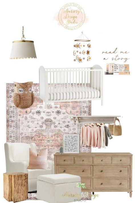 Portfolio - Nursery Design Studio Baby Girl Nursery Dresser, Birds Of Paradise Wallpaper, Tan Nursery, Nursery Decorating Ideas, Blush Nursery, Paradise Wallpaper, Baby Room Inspiration, Nursery Curtains, Nursery Room Inspiration