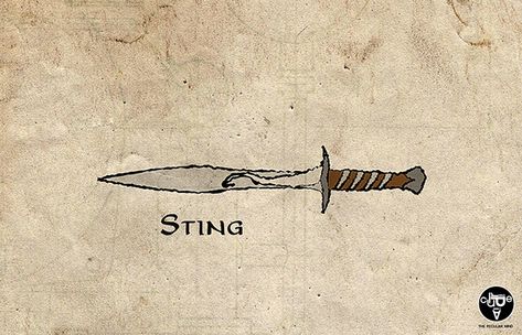 Weapons || Lord Of The Rings Style on Behance Sting The Hobbit, Lotr Sting Tattoo, Sting Tattoo Lotr, Lotr Sting, Sting Tattoo, Hobbit Tattoo, Lotr Tattoo, Lotr Art, Rings Style