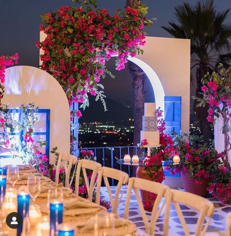 Santorini Theme Wedding Decor, Mama Mia Themed Wedding, Santorini Bridal Shower Theme, Greece Prom Theme, Mamma Mia Prom Theme, Santorini Wedding Theme, Mama Mia Prom, Mamma Mia Prom, Mamma Mia Sweet 16