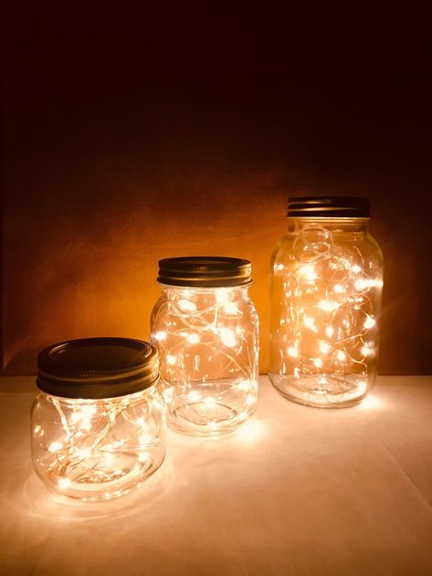 Fairy Mason Jars, Mason Jar Fairy Lights, Mason Jar Night Light, Fairy Bedroom, Fairy Lights Bedroom, Apartment Decoration, Birthday Gifts For Grandma, Copper Lighting, Light Copper